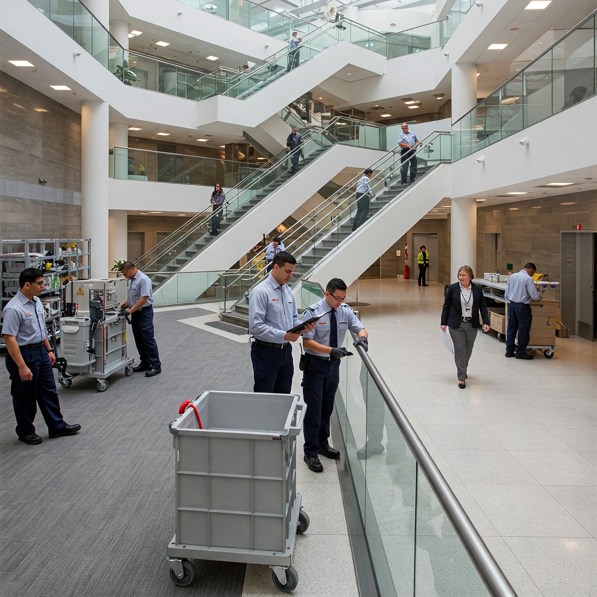 Technician assembling mechanical parts in factory